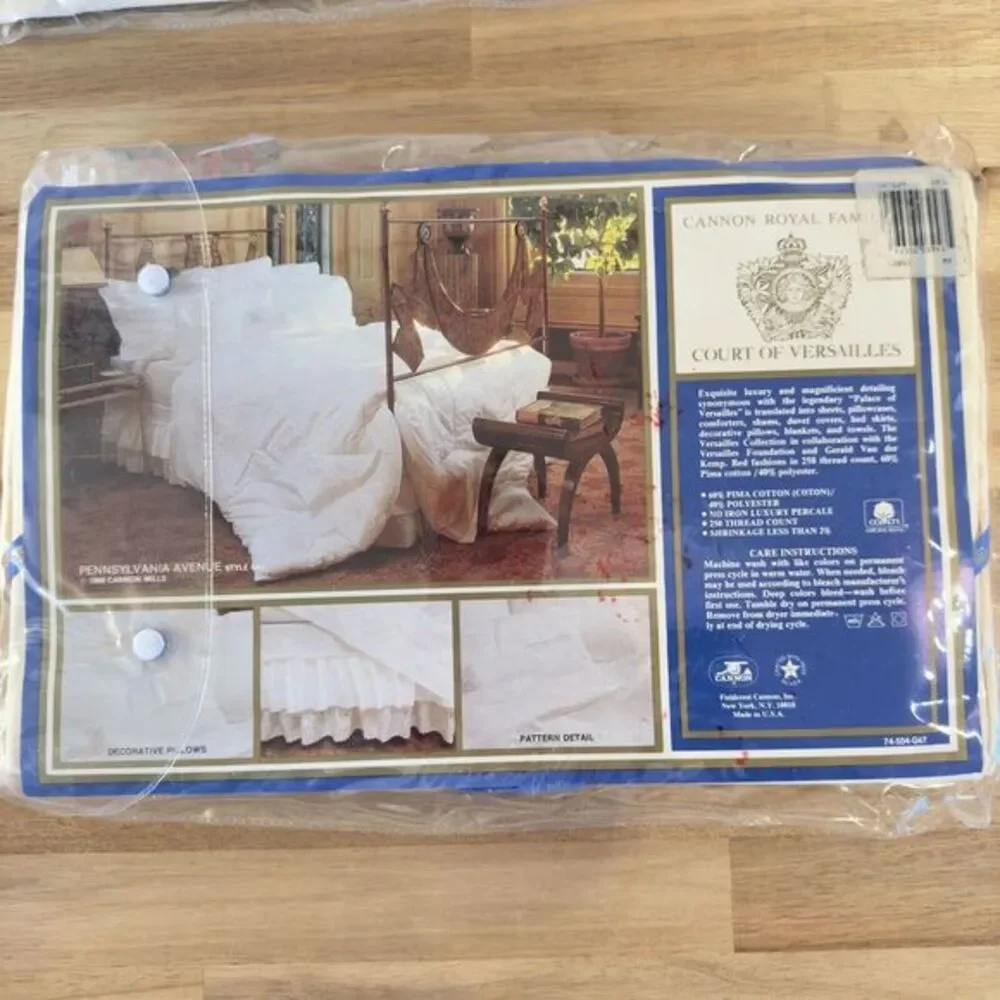 Court of Versailles Cannon Twin Flat Sheet Luxury Percale‎ POMPADOUR LACE NOS